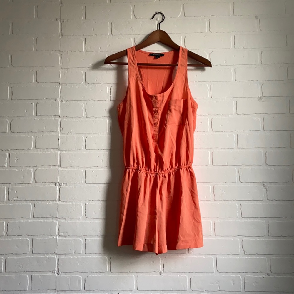 forever 21 cantaloupe pocket button romper